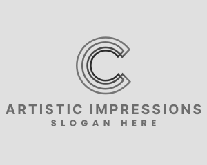 Elegant Striped Company Letter C logo design