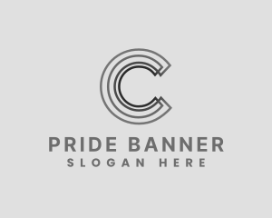 Elegant Striped Company Letter C logo design