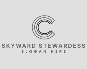 Elegant Striped Company Letter C logo design