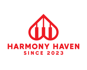 Harmony - Heart Spade Piano Music logo design