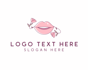 Boutique - Floral Beauty Lips logo design