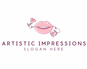 Floral Beauty Lips logo design