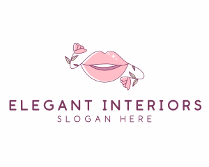 Floral Beauty Lips logo design