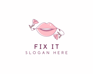 Floral Beauty Lips logo design