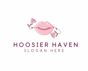 Floral Beauty Lips logo design