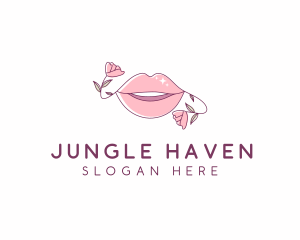 Floral Beauty Lips logo design