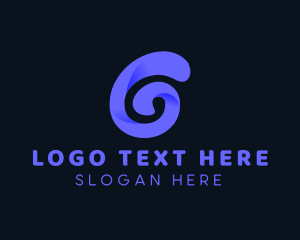Writing - Purple Curly Letter G logo design