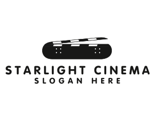 Skater Clapperboard Cinema logo design