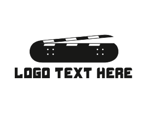 Skateboard - Black Skater Clapperboard logo design
