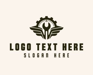 Cog Wheel - Gear Wrench Wings logo design