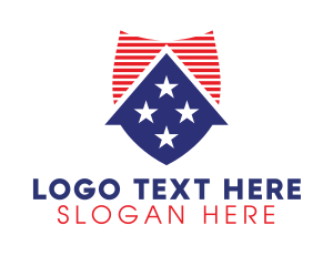 American Flag - USA Shield House logo design