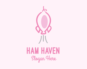 Ham - Pink Rocket Pig logo design