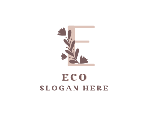 Floral Leaf Spa Letter E Logo