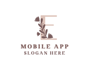 Floral Leaf Spa Letter E Logo