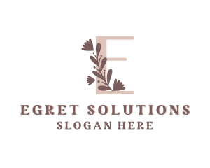 Floral Leaf Spa Letter E logo design