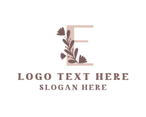 Letter E - Floral Leaf Spa Letter E logo design