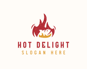 Fish Grill Flaming logo design