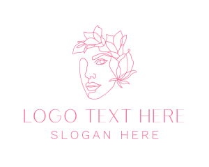 Cosmetology - Flower Woman Face logo design