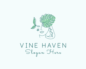 Botanical Woman Face logo design