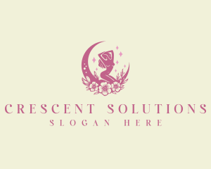 Crescent - Crescent Woman Floral logo design