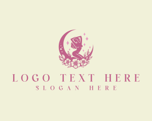 Cosmetics - Crescent Woman Floral logo design