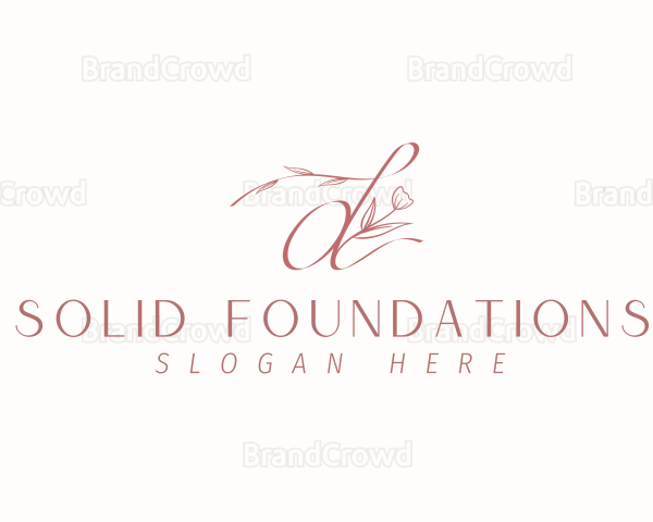 Floral Calligraphy Letter D Logo