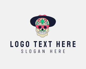 Poker - Mexican Hat Skull logo design