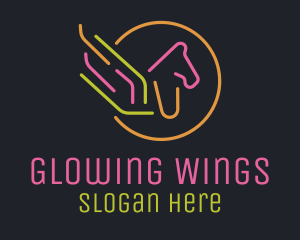 Neon Pegasus Monoline logo design