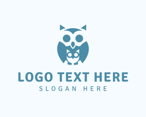 Teal - Owl Mother Baby logo design