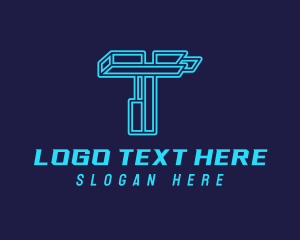 Outline - Futuristic Technology Letter T logo design