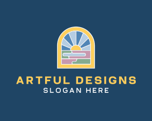 Sunrise Stained Glass logo design