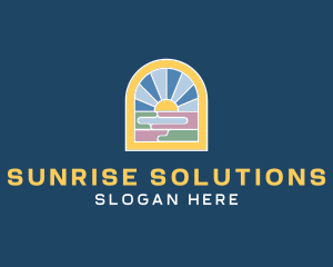 Sunrise Stained Glass logo design