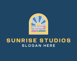 Sunrise Stained Glass logo design