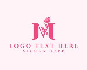 Esthetician - Elegant Flower Business Letter M logo design