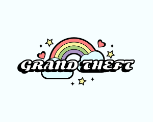 Heart - Retro Rainbow Cloud logo design