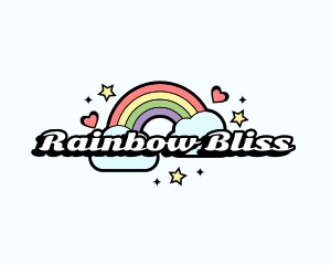 Retro Rainbow Cloud logo design