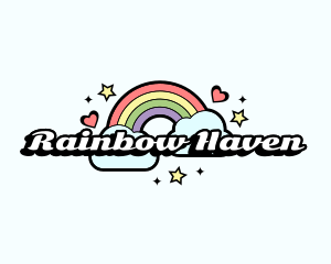 Retro Rainbow Cloud logo design