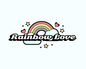 Retro Rainbow Cloud logo design