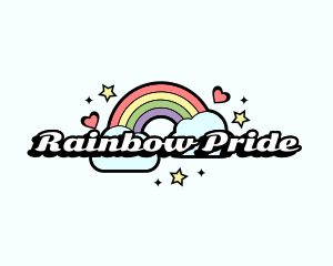 Retro Rainbow Cloud logo design