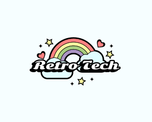 Retro Rainbow Cloud logo design