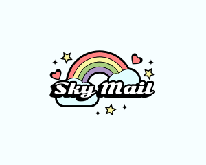 Retro Rainbow Cloud logo design