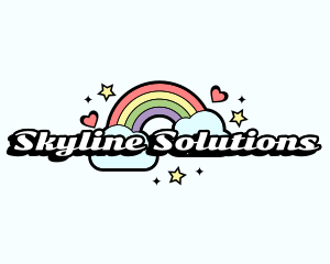 Retro Rainbow Cloud logo design