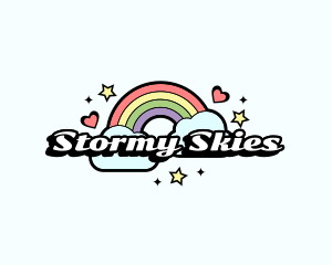 Retro Rainbow Cloud logo design