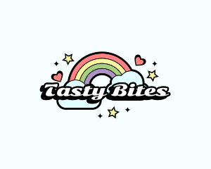 Kiddie - Retro Rainbow Cloud logo design