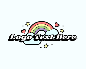 Play - Retro Rainbow Cloud logo design