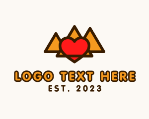 Valentines - Egypt Pyramid Heart logo design