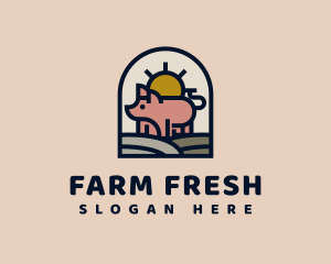 Pig Farm Sunrise logo design