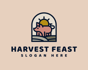 Pig Farm Sunrise logo design