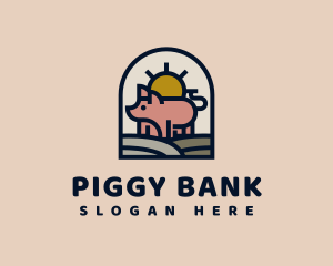 Pig Farm Sunrise logo design