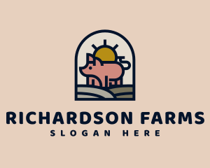 Pig Farm Sunrise logo design